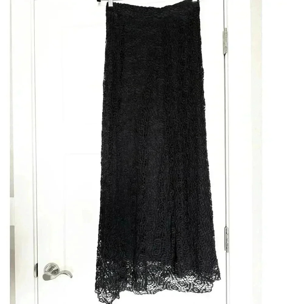 Elaua Kattau Women’s Black Lace Fully Lined Maxi Skirt Size M - Picture 5 of 8